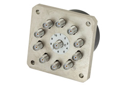 SMA Electro Mechanical SP10T Switch From DC To 8 GHz Rated To 55 Watts And 24 Volts To 32 Volts With F, N Features