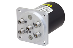 SP4T Electromechanical Relay Switch DC to 40 GHz, 2.92mm, 10 Watts, 28V Control with Normally Open, Indicators, TTL