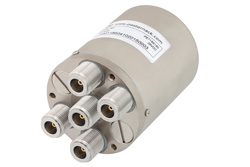 SP4T Electromechanical Relay Switch DC to 10 GHz, N, 50 Watts, 28V Control with Indicators, Normally Open, TTL