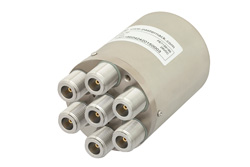 SP6T Electromechanical Relay Switch DC to 10 GHz, N, 100 Watts, 28V Control with Indicators, Normally Open, TTL