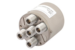 SP4T Electromechanical Relay Switch DC to 10 GHz, N, 160 Watts, 28V Control with Normally Open