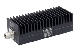 40 dB Fixed Attenuator, N Male To N Female Aluminum Heatsink Black Anodized Body Rated To 100 Watts Up To 3 GHz
