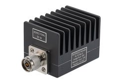 10 dB Fixed Attenuator, N Male To N Female Aluminum Heatsink Black Anodized Body Rated To 50 Watts Up To 4 GHz
