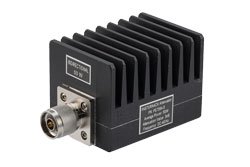 3 dB Fixed Attenuator, N Male To N Female Aluminum Heatsink Black Anodized Body Rated To 50 Watts Up To 4 GHz