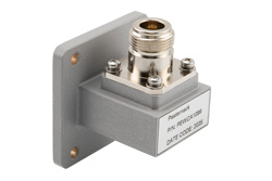 WR-112 UBR84 Flange to N Female Waveguide to Coax Adapter Operating from 6.57 GHz to 9.99 GHz in Aluminum