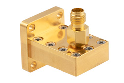 WR-42 UBR220 Flange to 2.92mm Female Waveguide to Coax Adapter Operating from 17.6 GHz to 26.7 GHz in Brass