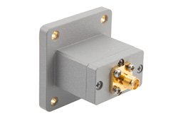 WR-90 UBR100 Flange to End Launch SMA Female Waveguide to Coax Adapter Operating from 8.2 GHz to 12.4 GHz in Brass
