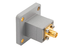 WR-62 UBR140 Flange to End Launch SMA Female Waveguide to Coax Adapter Operating from 11.9 GHz to 18 GHz in Brass