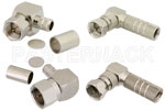 75 Ohm F Male Right Angle Connectors