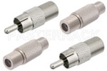 Type F 75 Ohm to RCA 75 Ohm Adapters