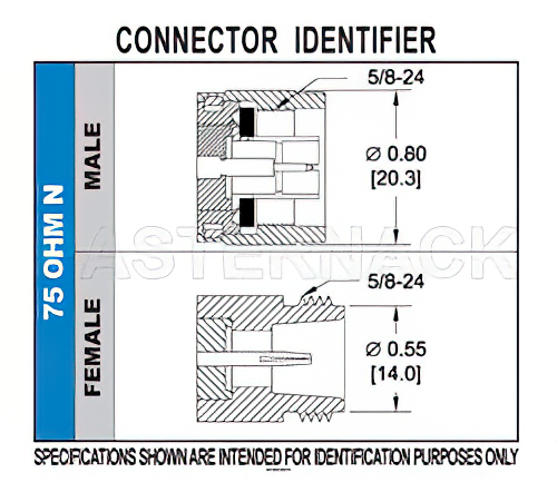75 Ohm N Male Connector Crimp/Non-Solder Contact Attachment for LMR-400-75