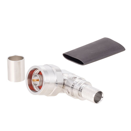 N Male Right Angle Connector Crimp/Non-Solder Contact Attachment for LMR-400, PE-C400, PE-B400, PE-B405
