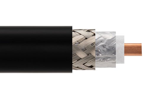 Low Loss Flexible LMR-600-FR Outdoor Rated Coax Cable Double Shielded with Black PE Jacket Fire Rated