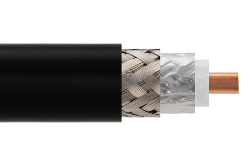 Low Loss Flexible LMR-600-FR Outdoor Rated Coax Cable Double Shielded with Black PE Jacket Fire Rated