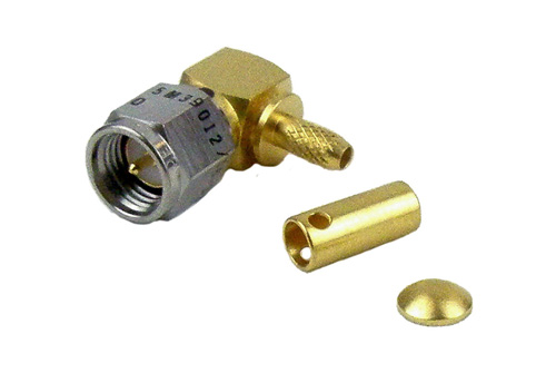 SMA Male Right Angle Connector Crimp/Solder Attachment for RG55, RG142, RG223, RG400