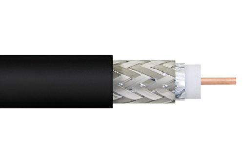 75 Ohm Flexible PE-B159-BK Coax Cable Double Shielded with Black PVC Jacket