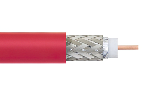 75 Ohm Flexible PE-B159-RD Coax Cable Double Shielded with Red PVC Jacket