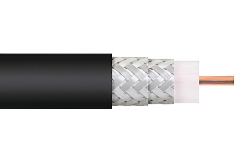 75 Ohm Flexible RG59 Type Coax Cable Double Shielded with Black PVC Jacket