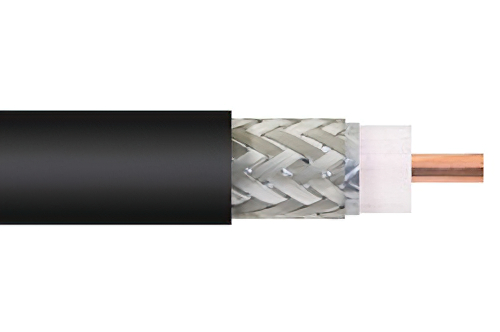 Low Loss Flexible .300 inch Foam Dielectric Type Coax Cable Double Shielded with Black PE Jacket