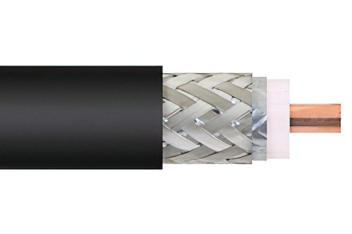 Low Loss Flexible .500 inch Foam Dielectric Type Coax Cable Double Shielded with Black PE Jacket