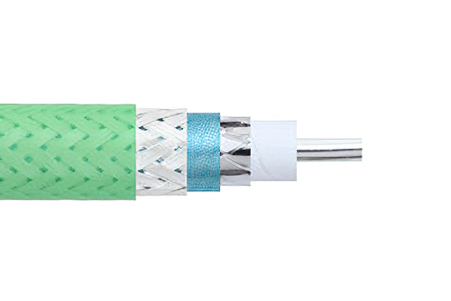 Low Loss Flexible PE-P160LL Coax Cable Triple Shielded with Green FEP Jacket