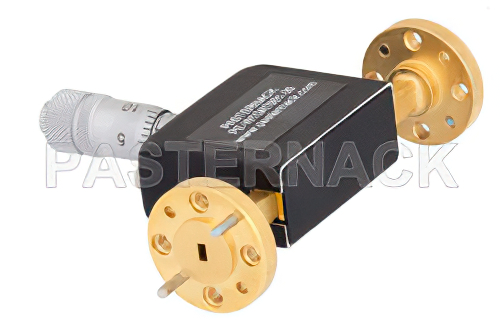 WR-10 Waveguide Continuously Variable Attenuator, 0 to 30 dB, From 75 GHz to 110 GHz, UG-387/U-Mod Round Cover Flange, Dial