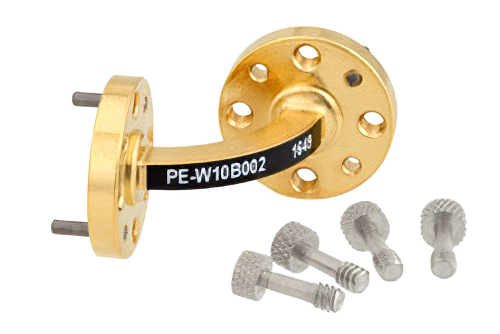 WR-10 Instrumentation Grade Waveguide H-Bend with UG-387/U-Mod Flange Operating from 75 GHz to 110 GHz
