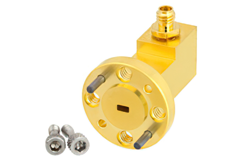 WR-10 UG-387/U-Mod Round Cover Flange to 1.0mm Female Waveguide to Coax Adapter Operating from 75 GHz to 110 GHz