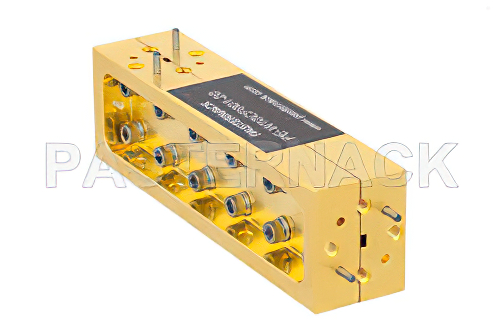 WR-10 Waveguide 20 dB Broadwall Coupler, UG-387/U-Mod Round Cover Flange, H-Plane Coupled Port, 75 GHz to 110 GHz, Brass Copper