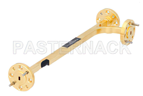 WR-10 Waveguide 10 dB Broadwall Coupler, UG-387/U-Mod Round Cover Flange, E-Plane Coupled Port, 75 GHz to 110 GHz, Brass Copper