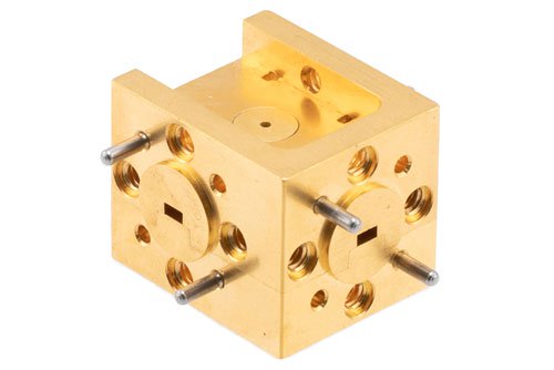 WR-10 Waveguide Circulator, 82.2 GHz to 84.2 GHz, 15 dB min Isolation, UG-387/U-M Cover Flange, Brass