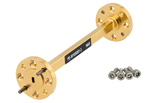 WR-10 Instrumentation Grade Straight Waveguide Section 3 Inch Length, UG-387/U-Mod Round Cover Flange from 75 GHz to 110 GHz