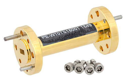 WR-10 to WR-15 Waveguide Transition 1.5 Inch Length, UG-387/U-Mod Round Cover Flange to UG-385/U Round Cover Flange