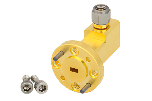 WR-12 UG-387/U Round Cover Flange to 1.0mm Male Waveguide to Coax Adapter Operating from 60 GHz to 90 GHz