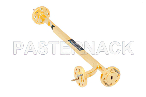 WR-12 Waveguide 20 dB Broadwall Coupler, UG-387/U Round Cover Flange, E-Plane Coupled Port, 60 GHz to 90 GHz, Brass Copper