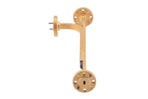WR-12 Waveguide 20 dB Broadwall Coupler, UG-387/U Round Cover Flange, E-Plane Coupled Port, 60 GHz to 90 GHz, Copper Gold