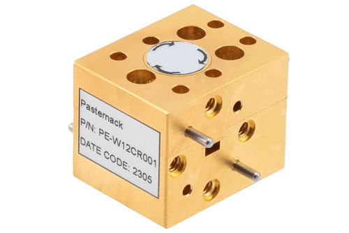 WR-12 Waveguide Circulator, 64.5 GHz to 66.5 GHz, 15 dB min Isolation, UG-387/U Cover Flange, Brass