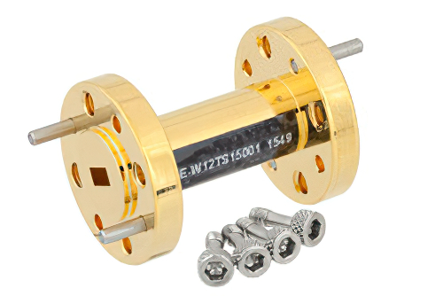 WR-12 to WR-15 Waveguide Transition 1 Inch Length With UG-387/U Round Cover Flange to UG-385/U Round Cover Flange