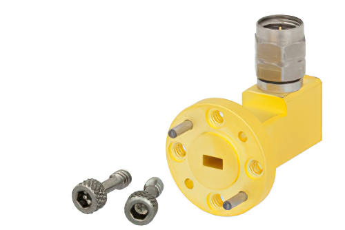 WR-15 UG-385/U Round Cover Flange to 1.85mm Male Waveguide to Coax Adapter Operating From 50 GHz to 65 GHz, V Band
