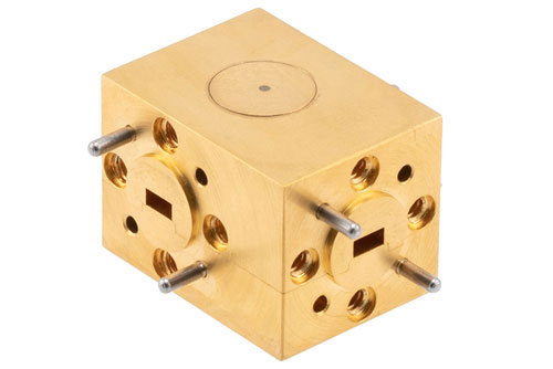 WR-15 Waveguide Circulator, 65 GHz to 71 GHz, 15 dB min Isolation, UG-385/U Cover Flange, Brass