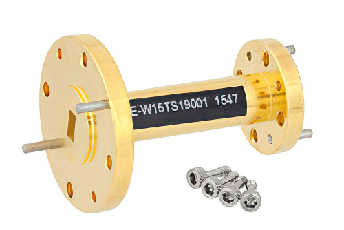 WR-15 to WR-19 Waveguide Transition 1.5 Inch Length, UG-385/U Round Cover Flange to UG-383/U-Mod Round Cover Flange