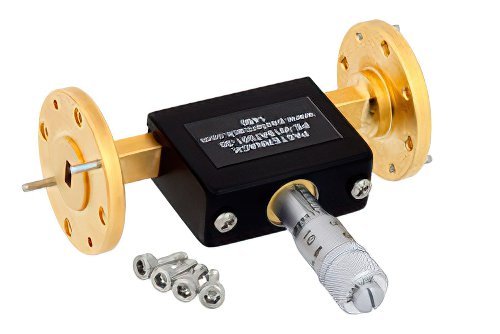 WR-19 Waveguide Continuously Variable Attenuator, 0 to 30 dB, From 40 GHz to 60 GHz, UG-383/U-Mod Round Cover Flange, Dial