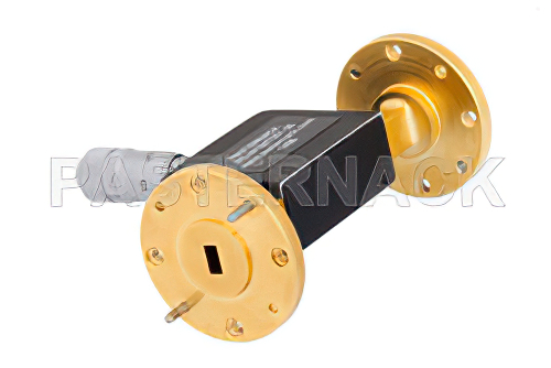 WR-19 Waveguide Continuously Variable Attenuator, 0 to 30 dB, From 40 GHz to 60 GHz, UG-383/U-Mod Round Cover Flange, Dial
