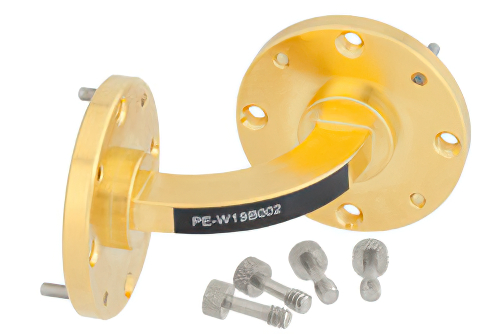 WR-19 Instrumentation Grade Waveguide H-Bend with UG-383/U-Mod Flange Operating from 40 GHz to 60 GHz