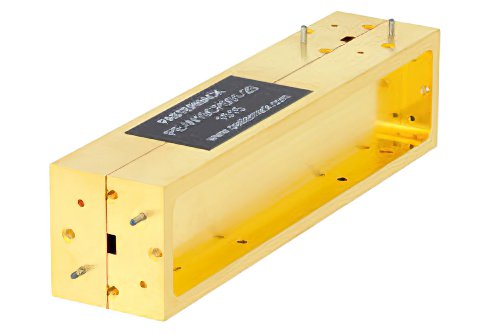 WR-19 Waveguide 20 dB Broadwall Coupler, UG-383/U Round Cover Flange, H-Plane Coupled Port, 40 GHz to 60 GHz, Brass Copper
