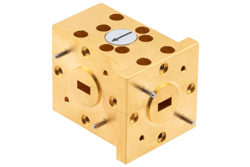 WR-22 Waveguide Circulator, 32.9 GHz to 40 GHz, 15 dB min Isolation, UG-383/U Cover Flange, Brass