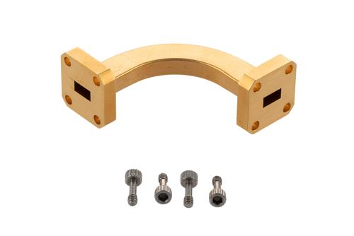 WR-28 Instrumentation Grade Waveguide H-Bend with UG-599/U Flange Operating from 26.5 GHz to 40 GHz