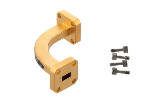 WR-28 Instrumentation Grade Waveguide H-Bend with UG-599/U Flange Operating from 26.5 GHz to 40 GHz