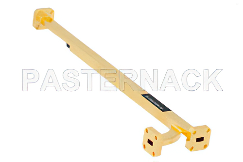 WR-28 Waveguide 10 dB Broadwall Coupler, UG-599/U Square Cover Flange, H-Plane Coupled Port, 26.5 GHz to 40 GHz, Brass Copper