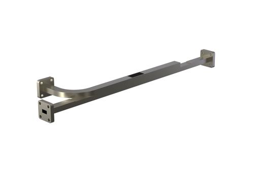 WR-28 Waveguide 20 dB Broadwall Coupler, UG-599/U Square Cover Flange, H-Plane Coupled Port, 26.5 GHz to 40 GHz, Brass Copper